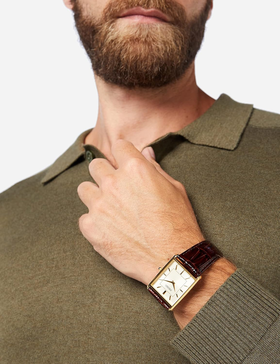 Seiko Herren-Uhr Quarz Edelstahl Mit Lederband SWR064P1