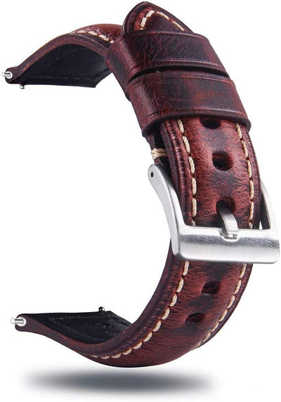 Berfine Quick-Release Læderrem - Karmin rød